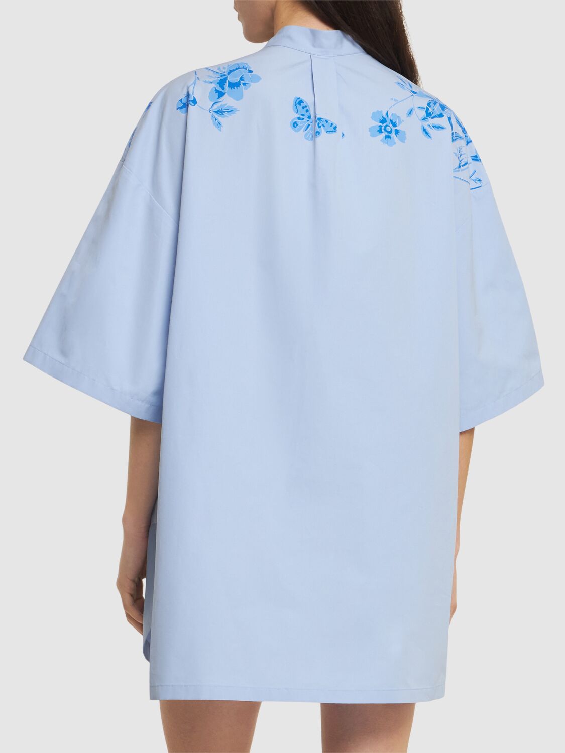 Shop Gucci Cotton Poplin Shirt Dress In Light Blue