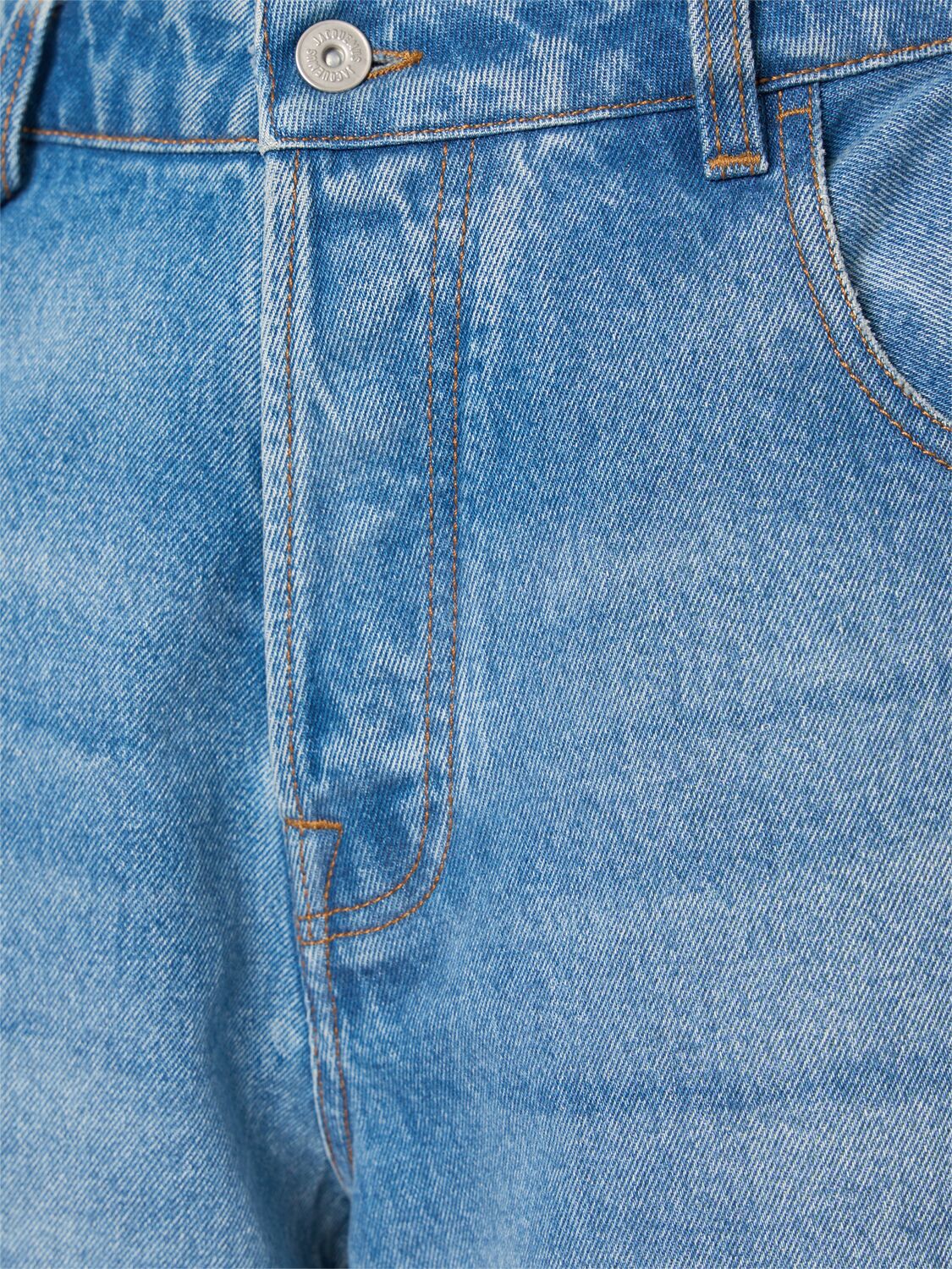 Shop Jacquemus Le De Nîmes Wide Leg Jeans In Blue/tabac