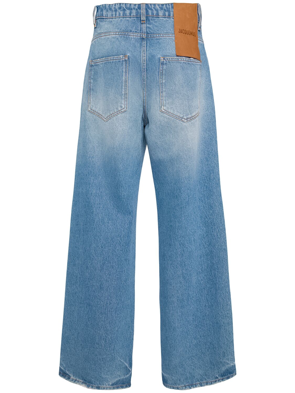 Shop Jacquemus Le De Nîmes Wide Leg Jeans In Blue/tabac