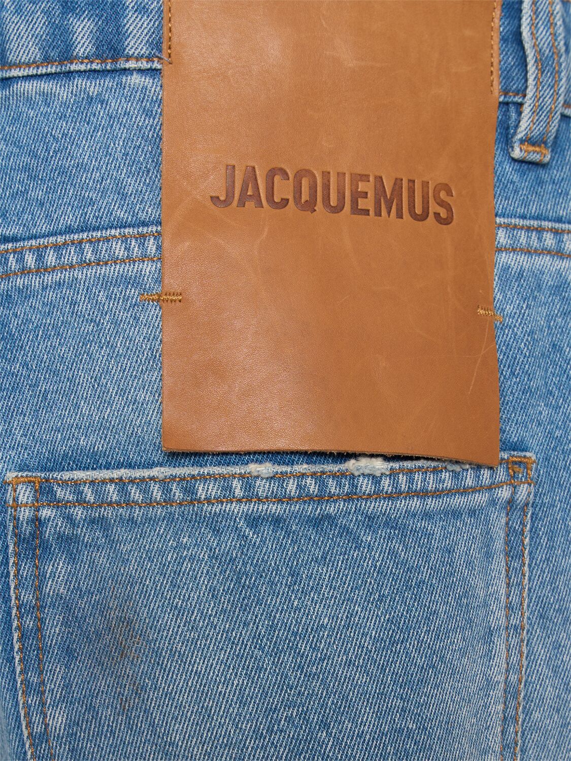 Shop Jacquemus Le De Nîmes Wide Leg Jeans In Blue/tabac