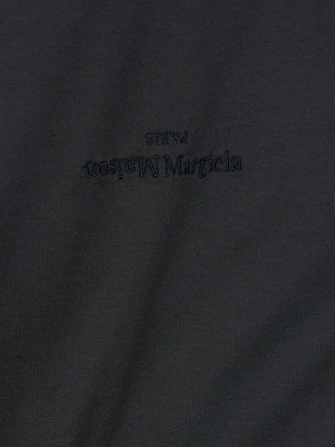 Shop Maison Margiela Logo Cotton Jersey T-shirt In Washed Black