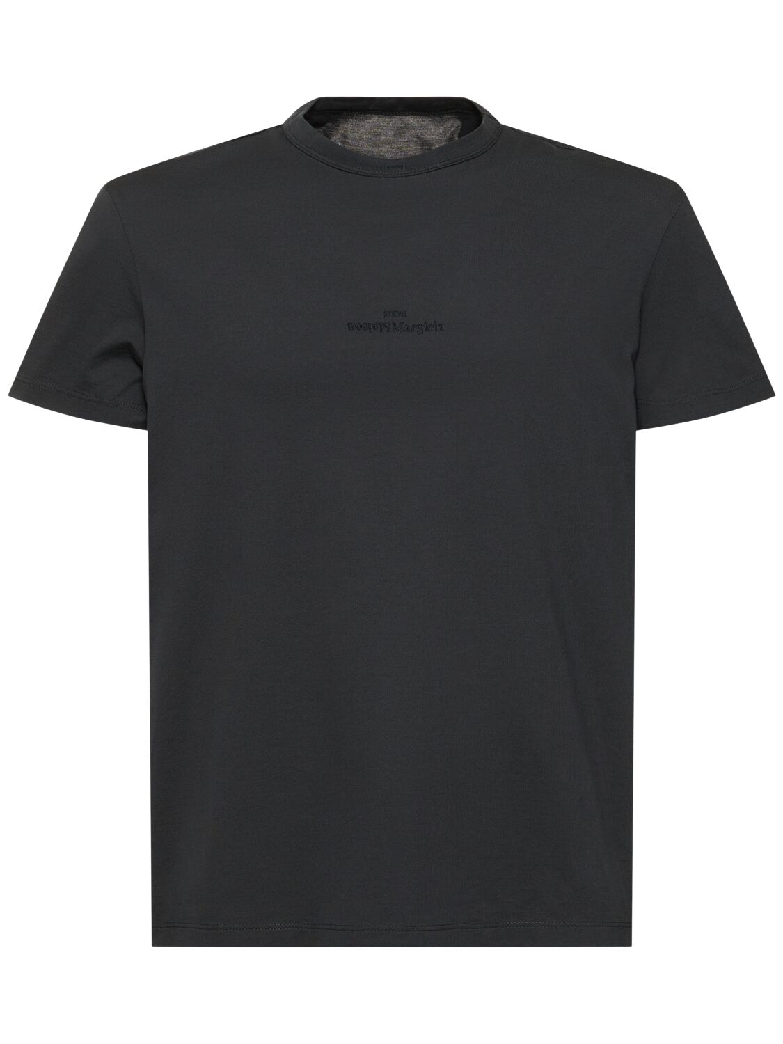 Maison Margiela Logo Cotton Jersey T-shirt In Washed Black