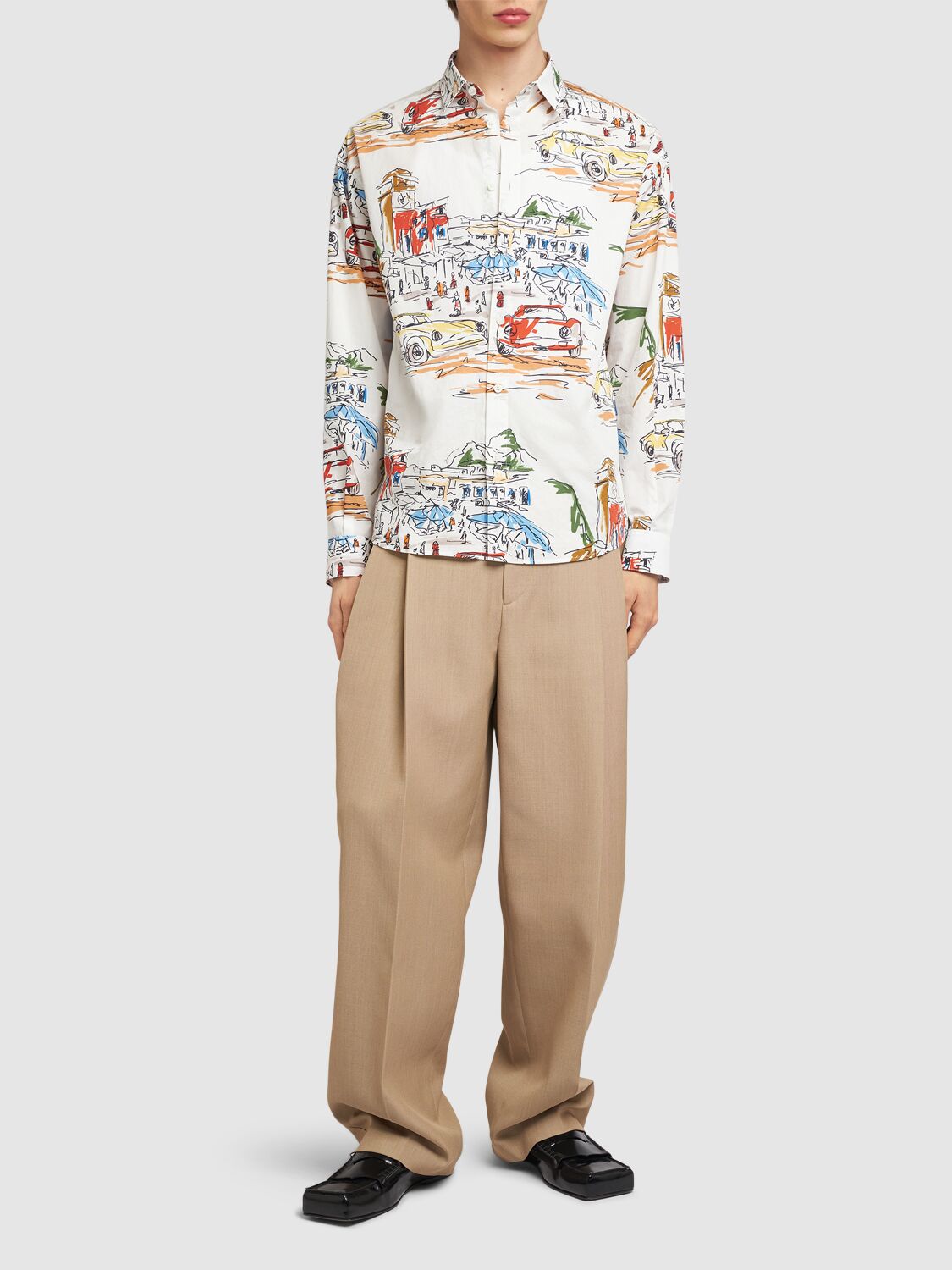 Shop Jacquemus La Chemise Simon Printed Cotton Shirt In Print Capri Car