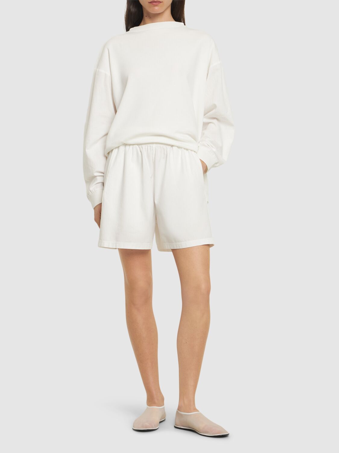 Shop The Row Gunty Cotton Jersey Shorts In White