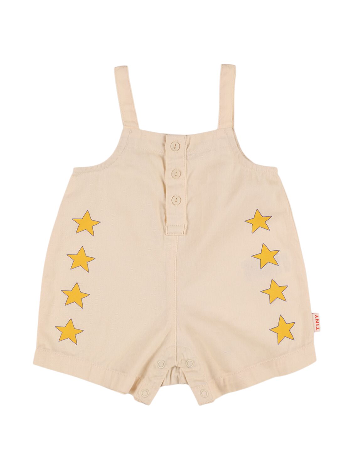 Tiny Cottons Babies' Star Print Cotton Jumpsuit In Beige