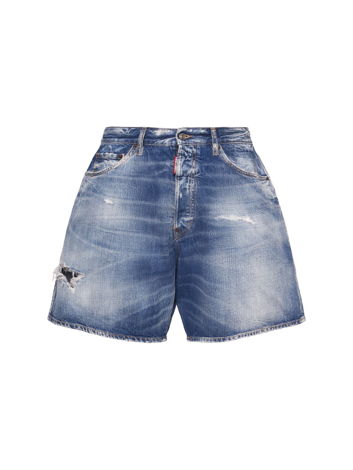 Dsquared2 Boxer Fit Cotton Denim Shorts In Navy