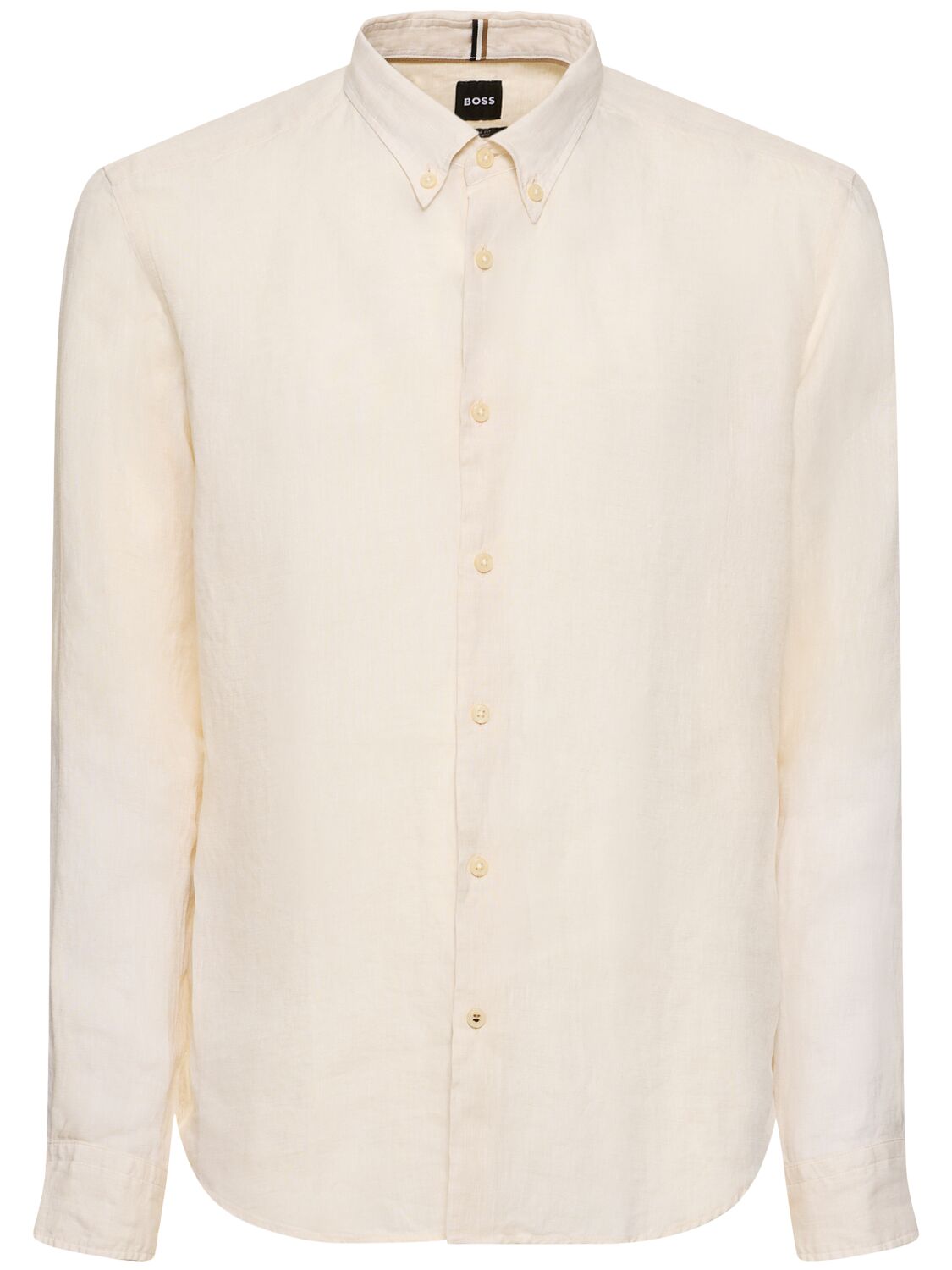 Hugo Boss Liam Linen Button Down Shirt In Open White