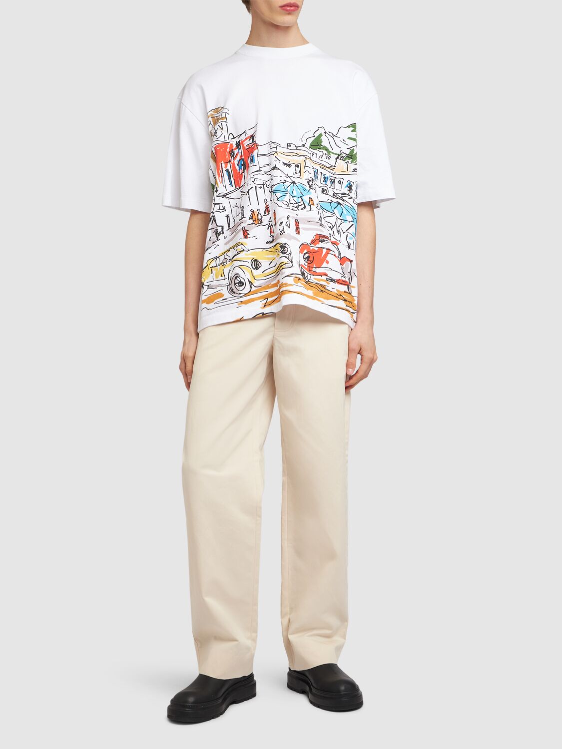 Shop Jacquemus Printed Cotton T-shirt In Print Capri Car