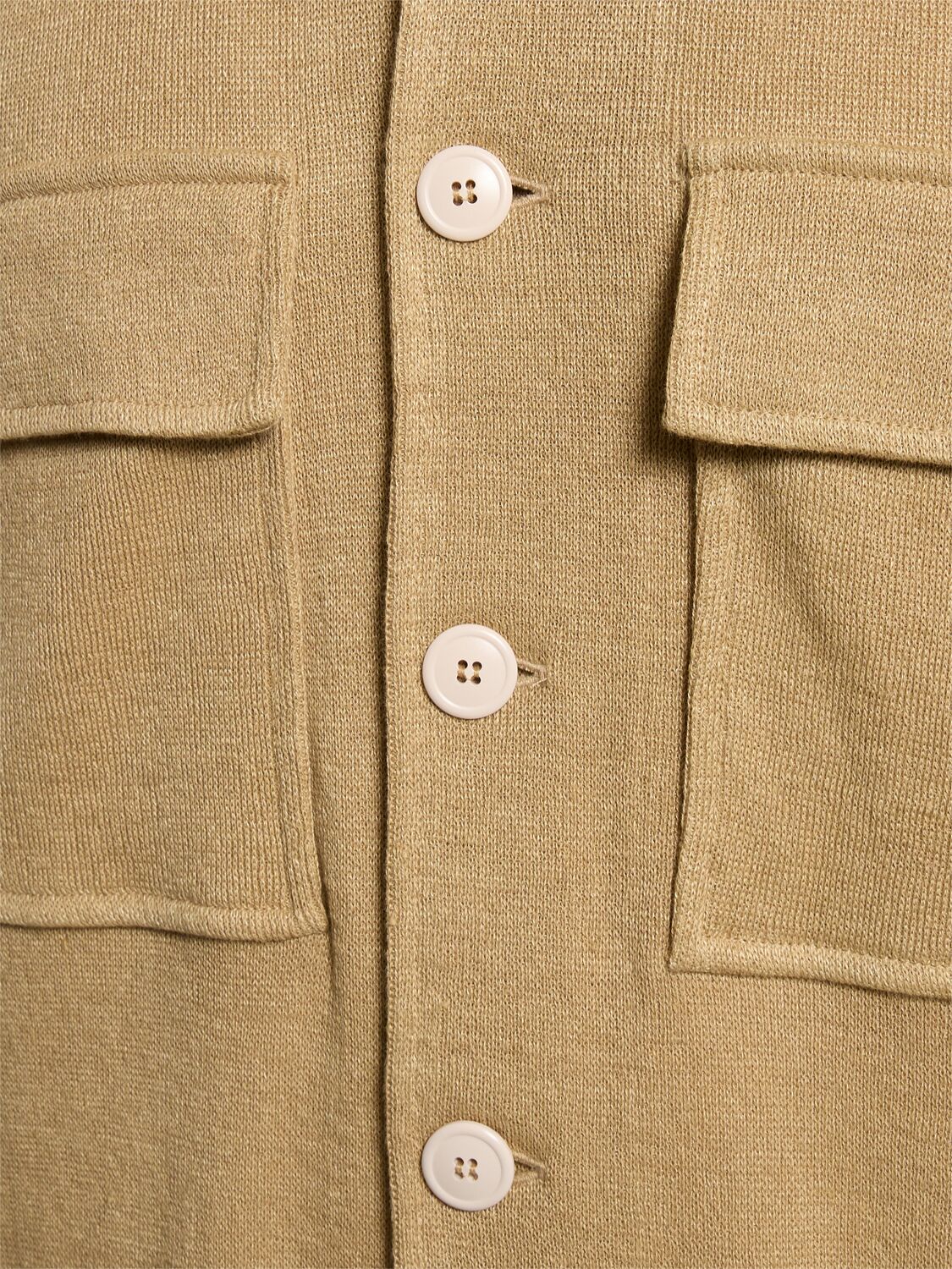 Shop Lardini Linen & Cotton Knit Overshirt In Beige