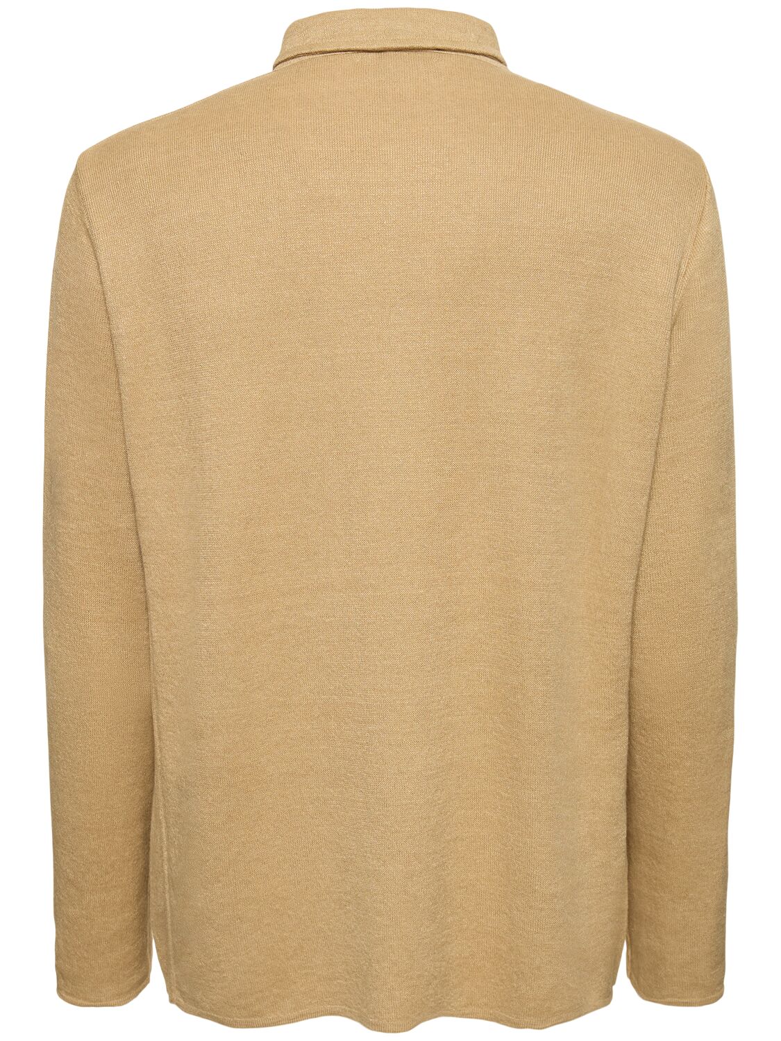 Shop Lardini Linen & Cotton Knit Overshirt In Beige