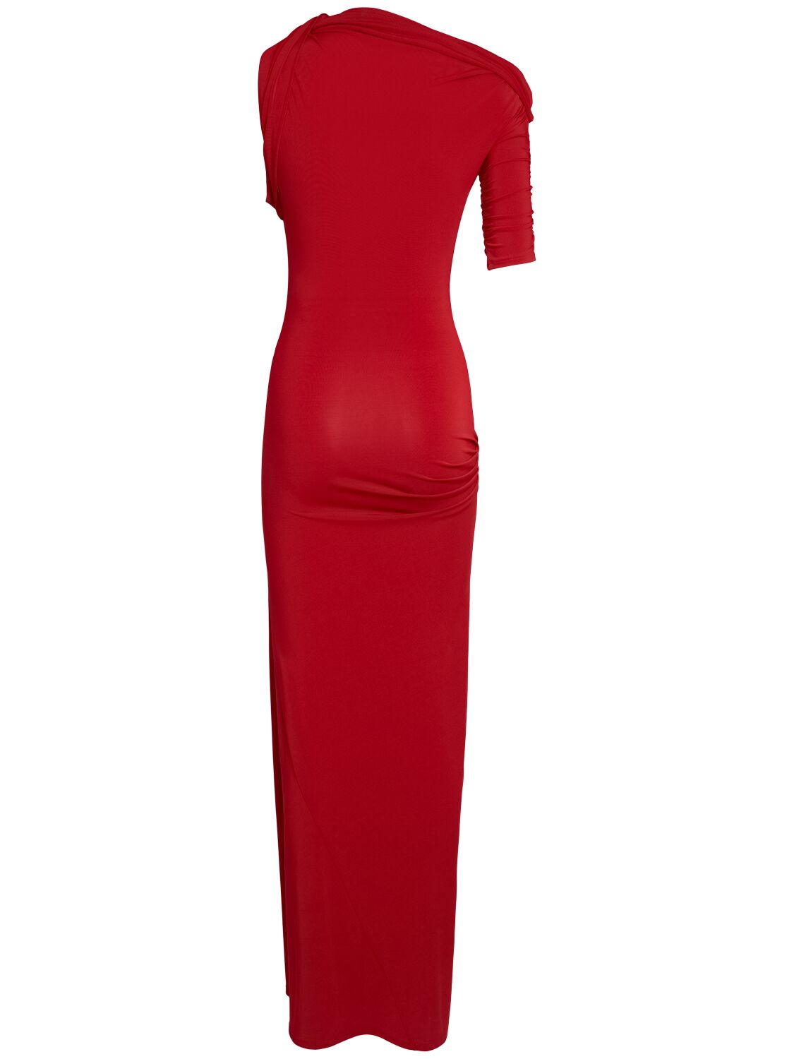 Shop Jacquemus La Robe Drapeado Jersey Midi Dress In Red