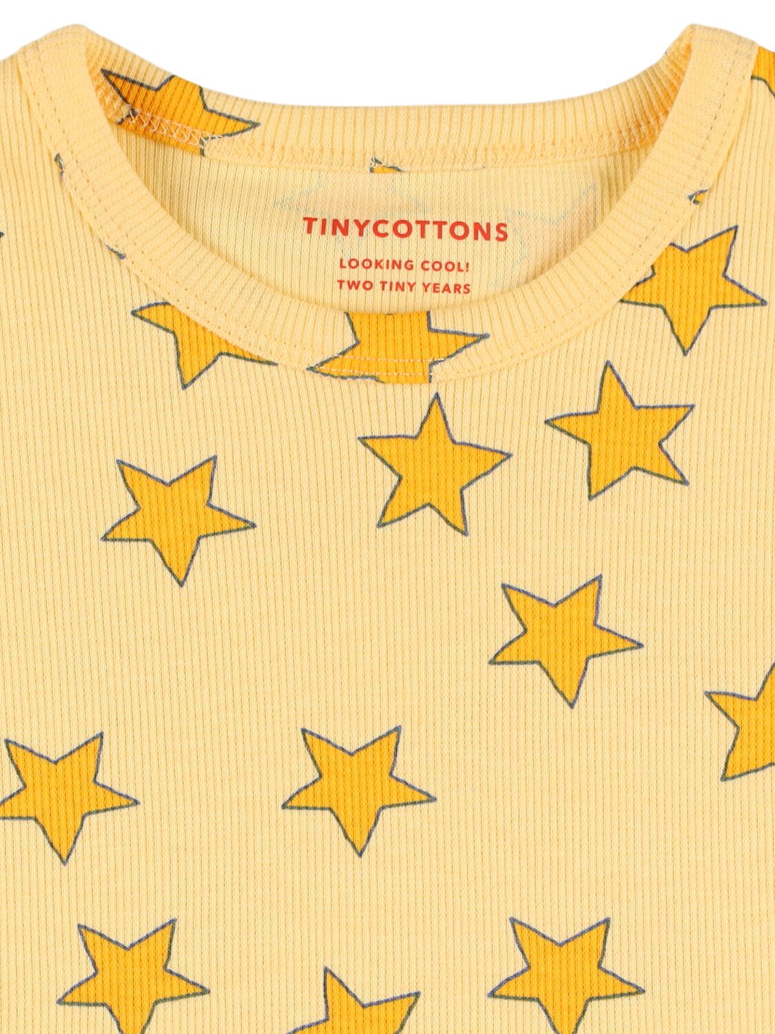 Shop Tiny Cottons Star Print Pima Cotton T-shirt In Yellow