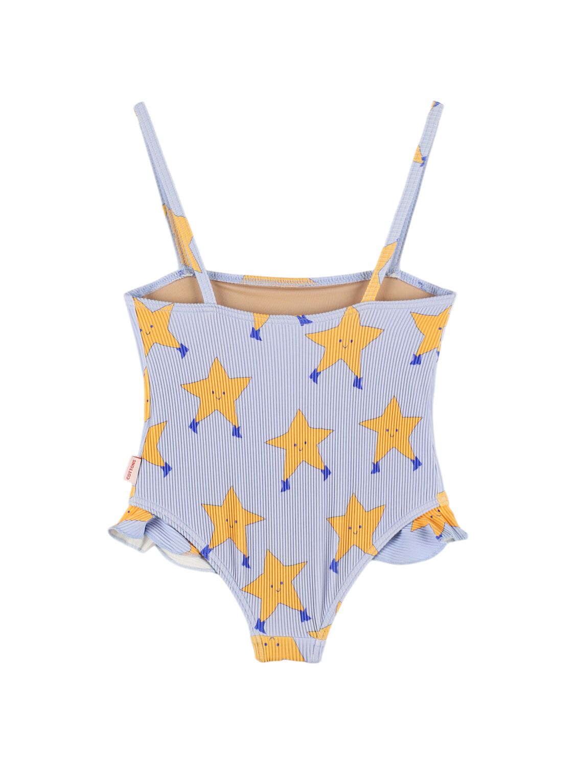Shop Tiny Cottons Printed Lycra One Piece Swimsuit In 浅蓝色