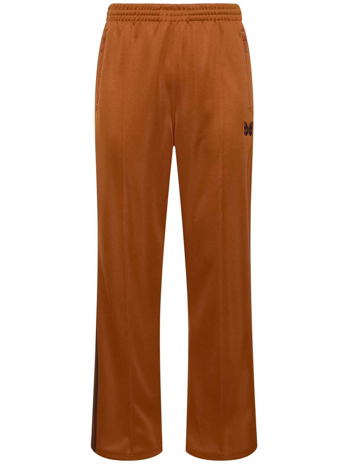 Needles Logo Smooth Poly Track Pants In A-rust