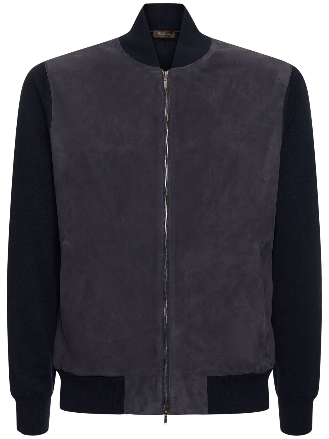 Loro Piana Cashmere & Suede Bomber Jacket In Navy