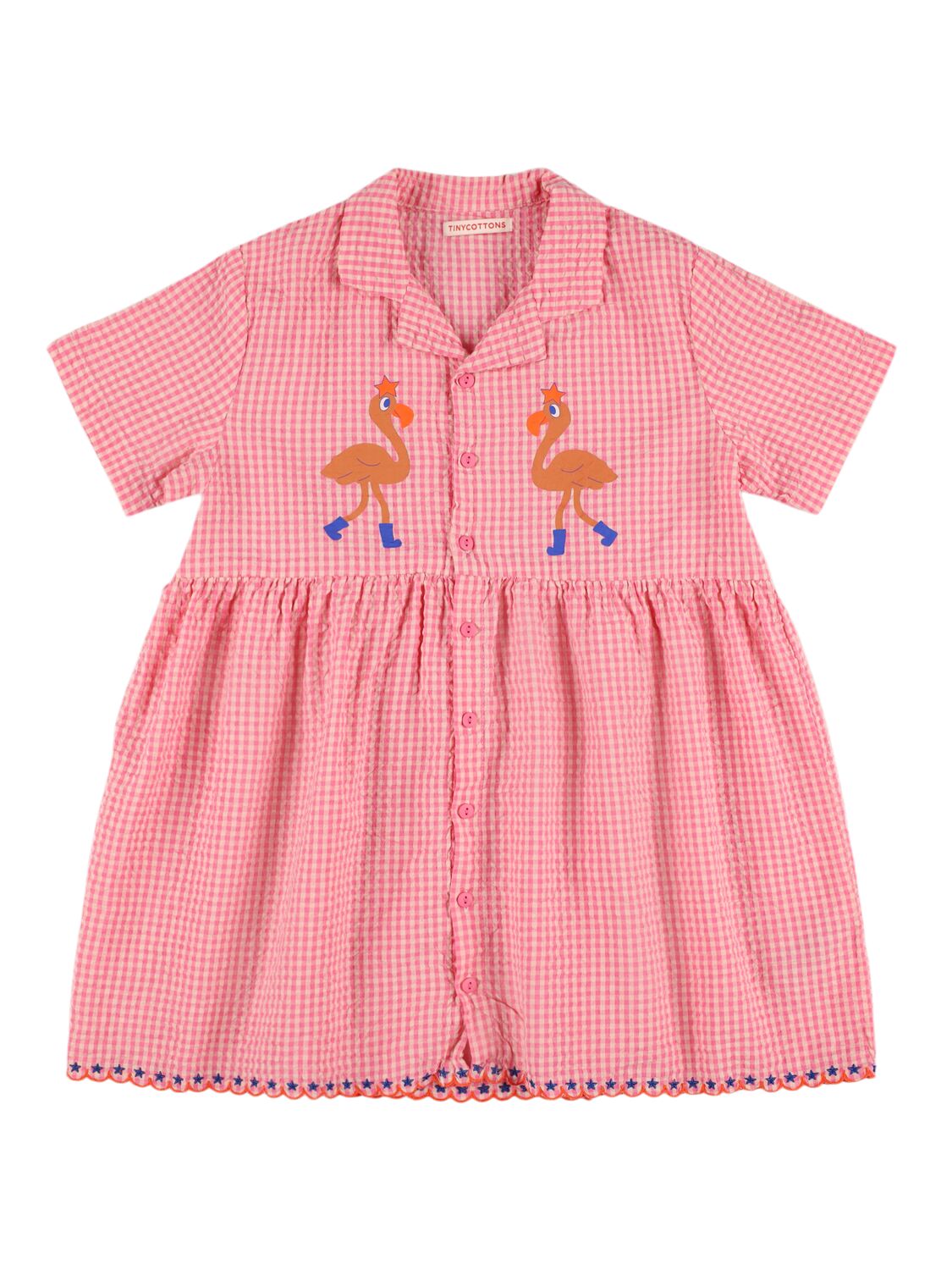 Tiny Cottons Kids' Flamingo Print Cotton Dress In Pink