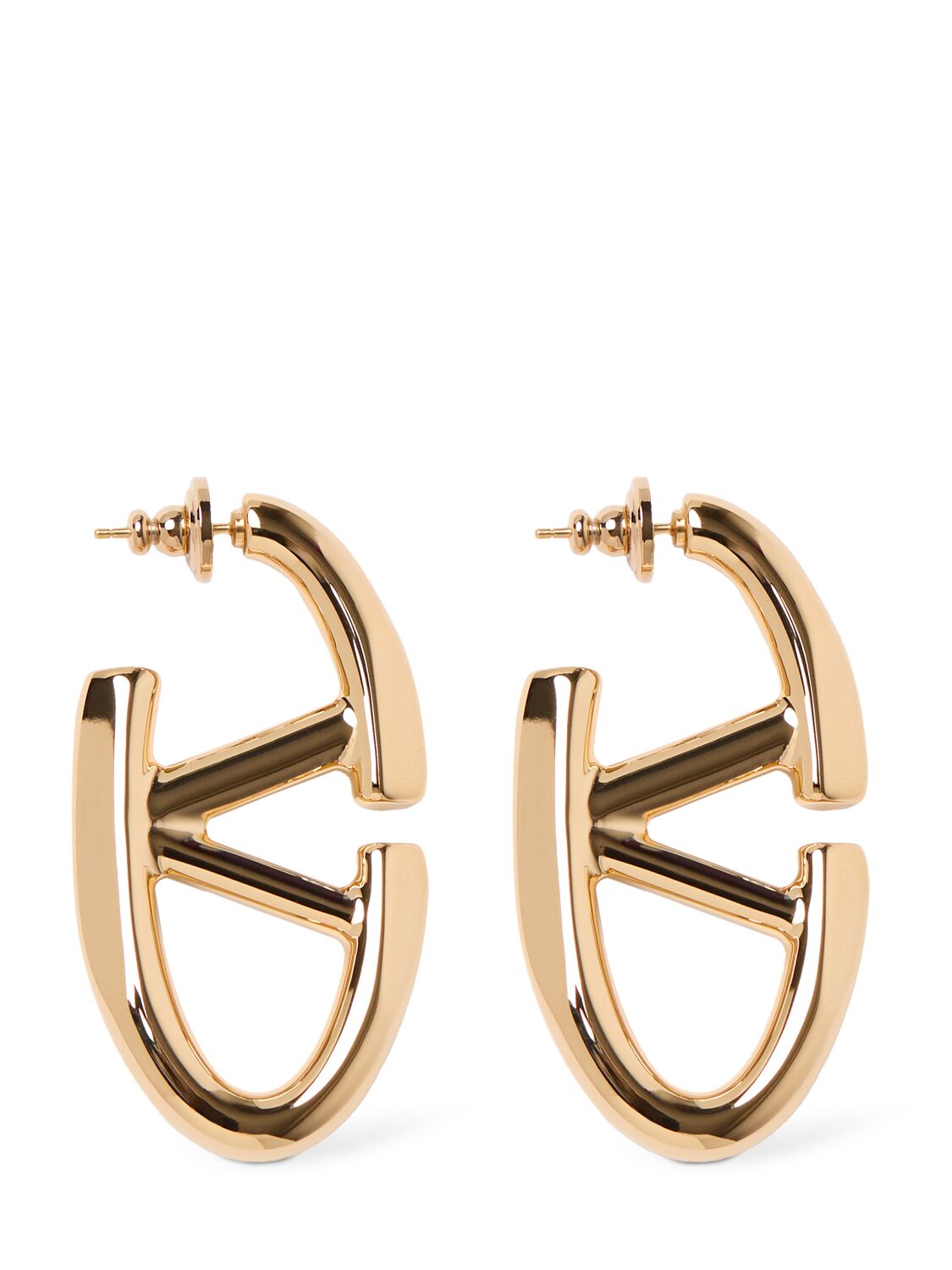 Valentino Garavani 35mm V Logo Moon Earrings In Gold