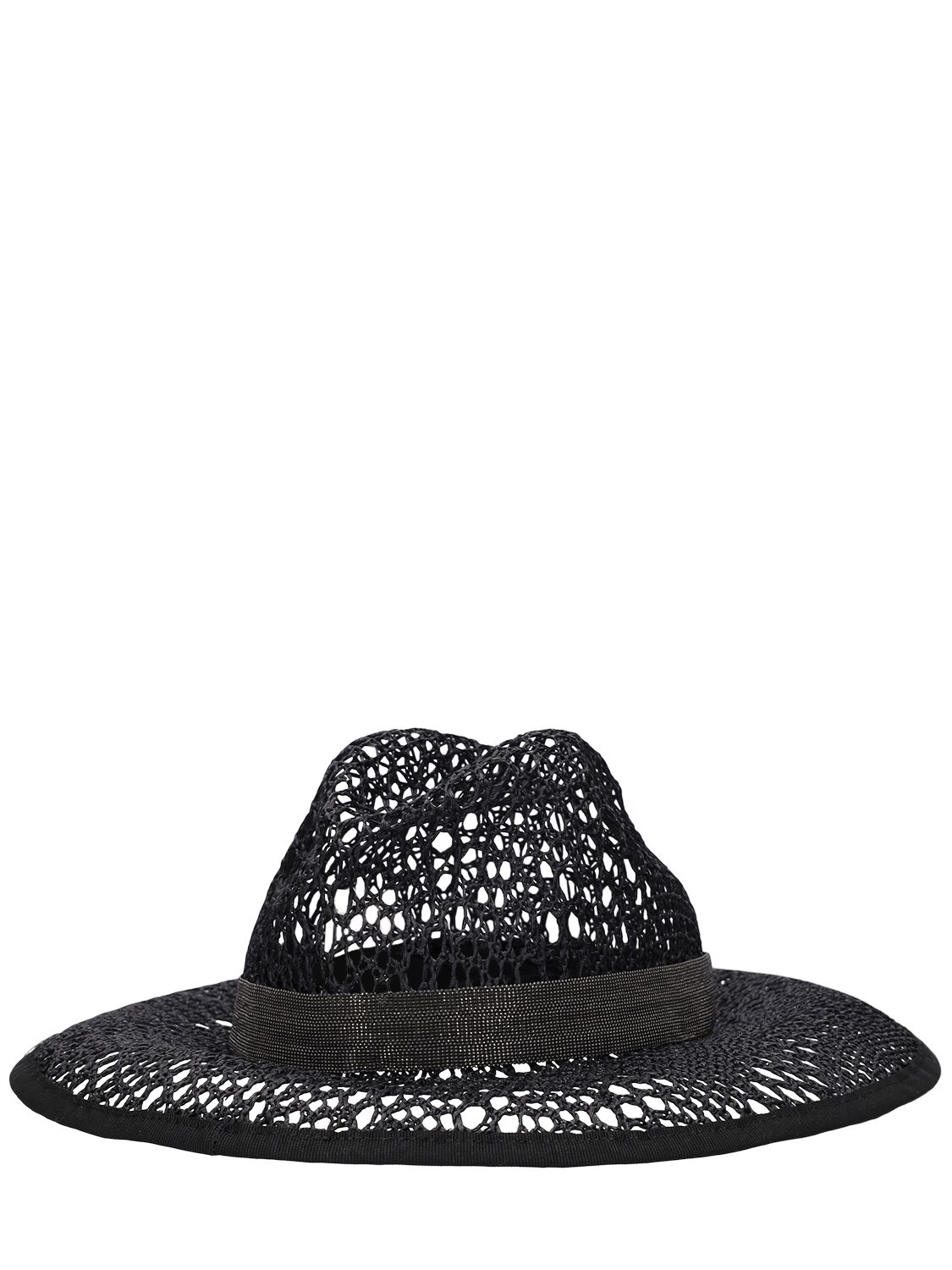 Shop Brunello Cucinelli Raffia Effect Brimmed Hat In Black