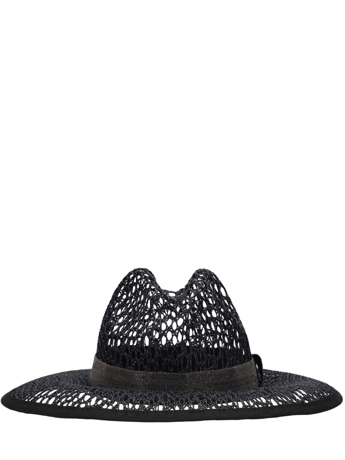 Brunello Cucinelli Raffia Effect Brimmed Hat In Black