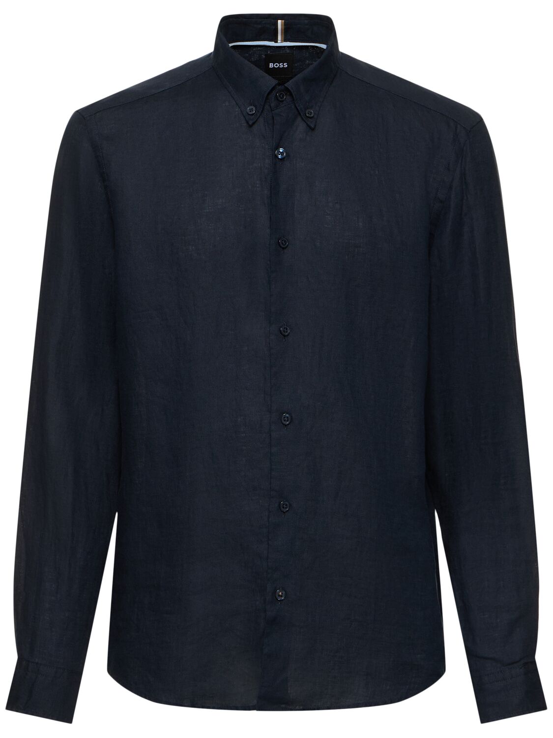 Hugo Boss Liam Linen Button Down Shirt In Blue