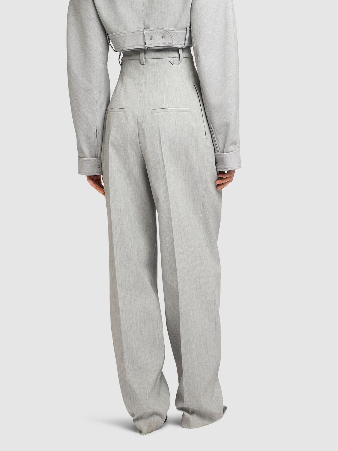 Shop Jacquemus Le Pantalon Curzio Cotton Blend Pants In Light Grey