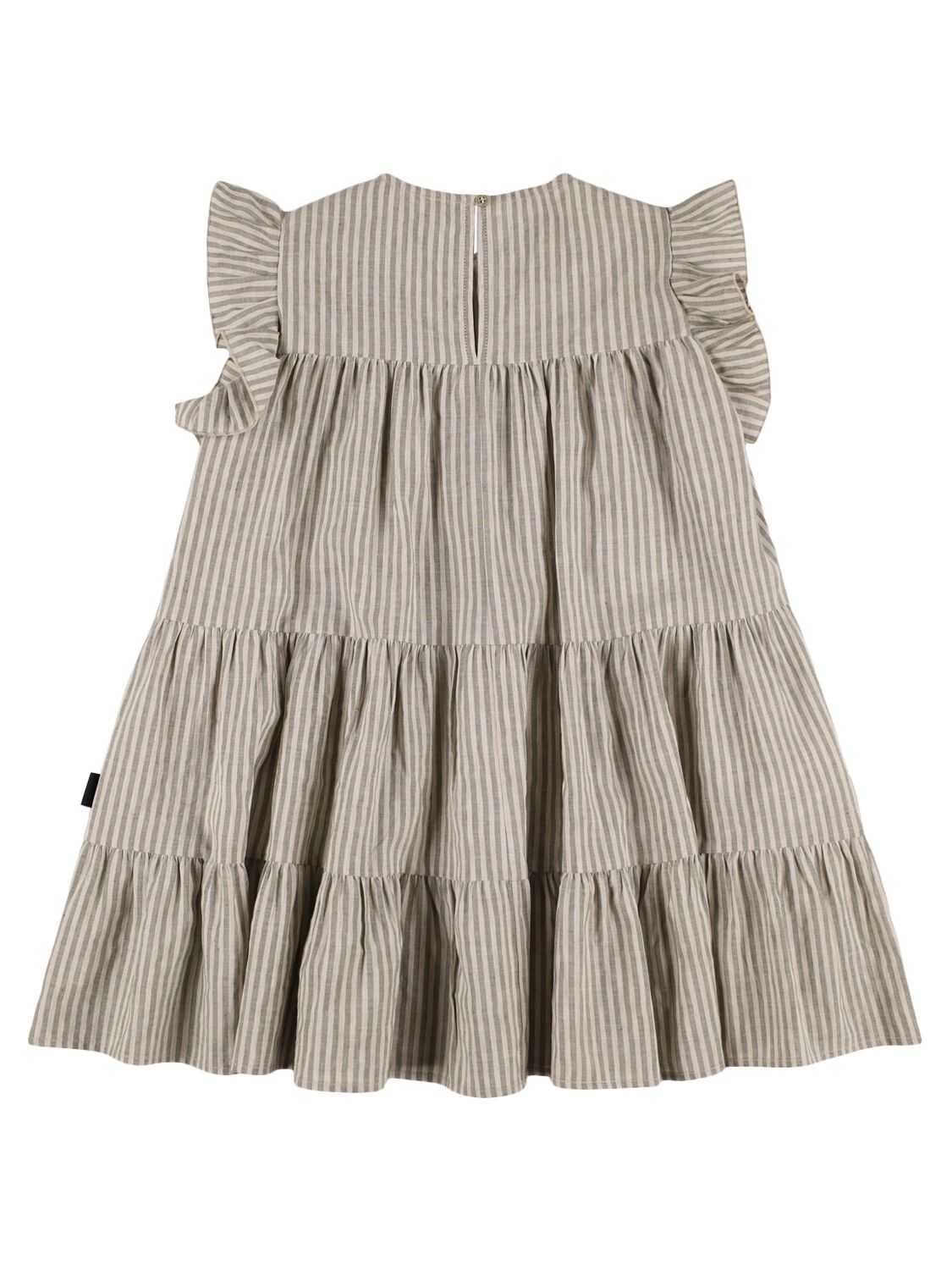 Shop Aspesi Striped Cotton Blend Dress In Beige