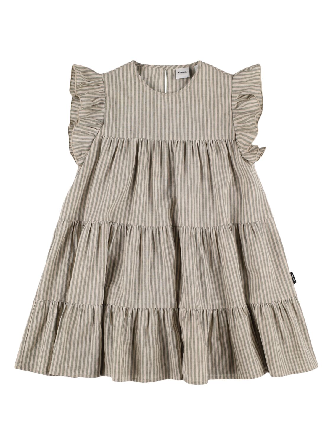 Aspesi Kids' Striped Cotton Blend Dress In Beige