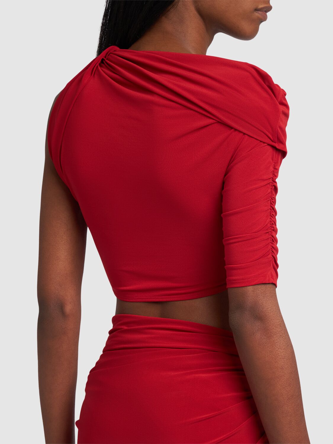JACQUEMUS LE HAUT DRAPEADO JERSEY CROP TOP 