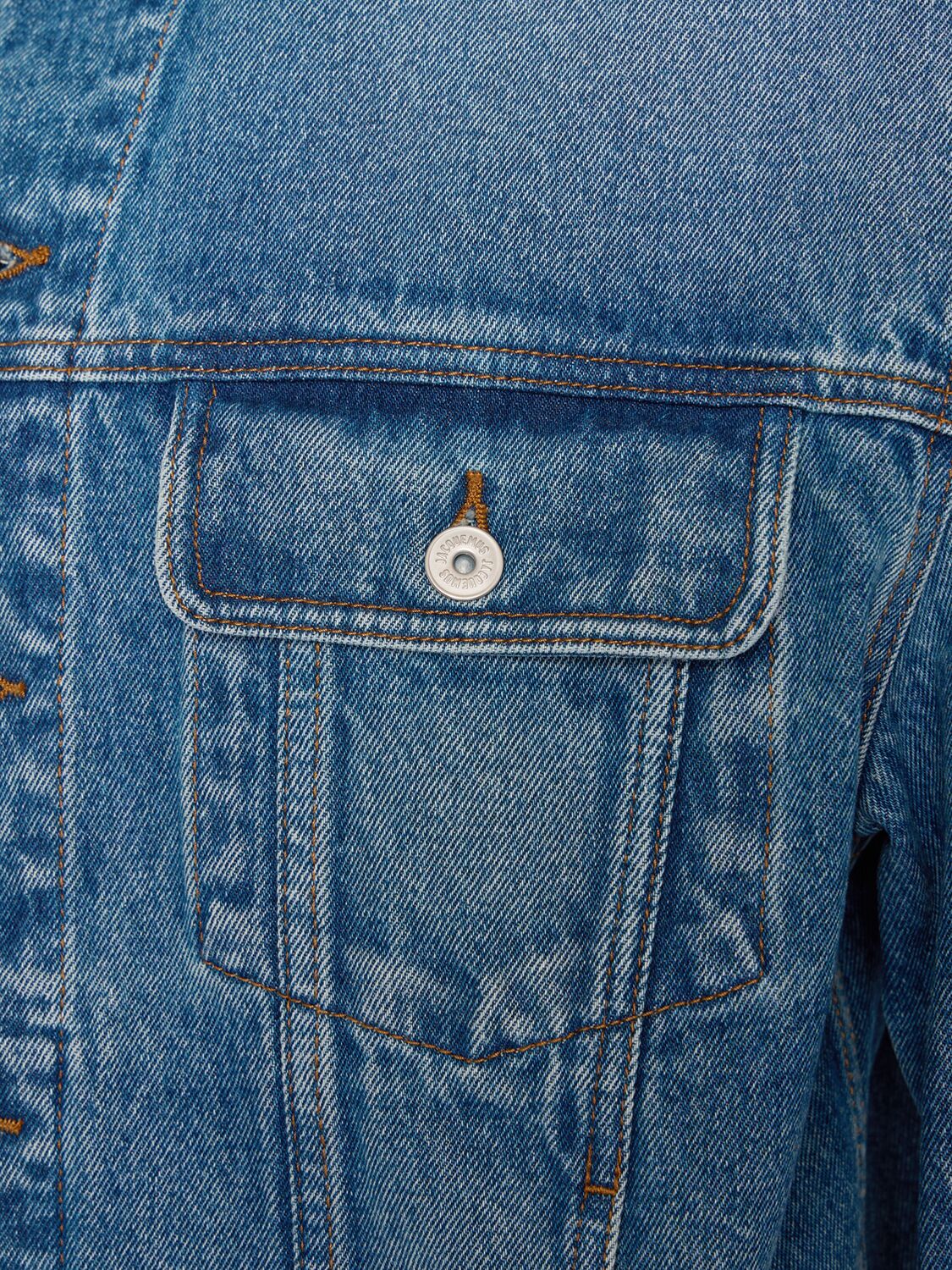 Shop Jacquemus La Veste De Nîmes Denim Jacket In Blue/tabac