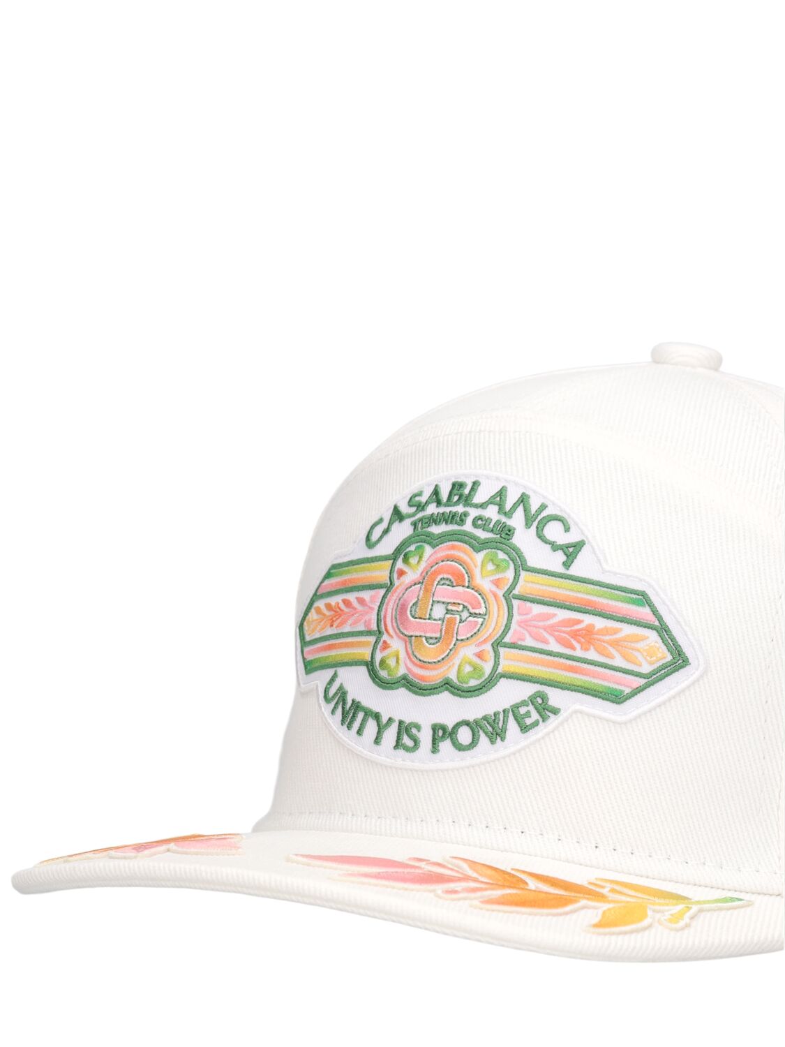 Shop Casablanca Unity Is Power Cotton Baseball Cap In White