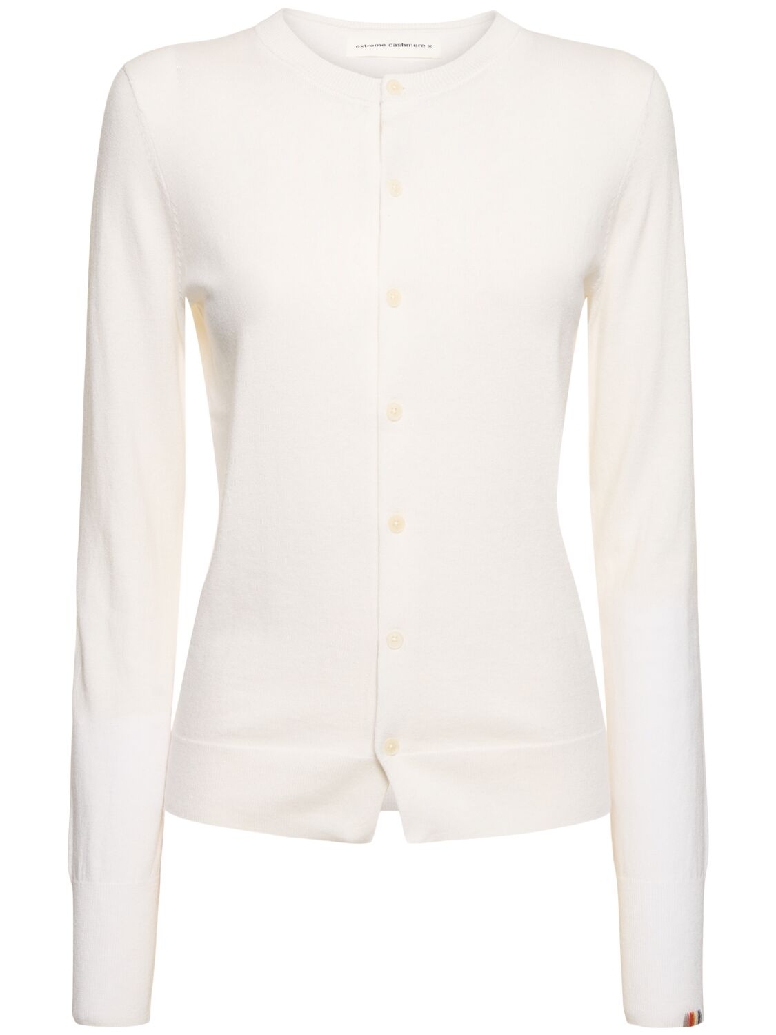 Extreme Cashmere A Little Bit Cotton & Cashmere Cardigan In White