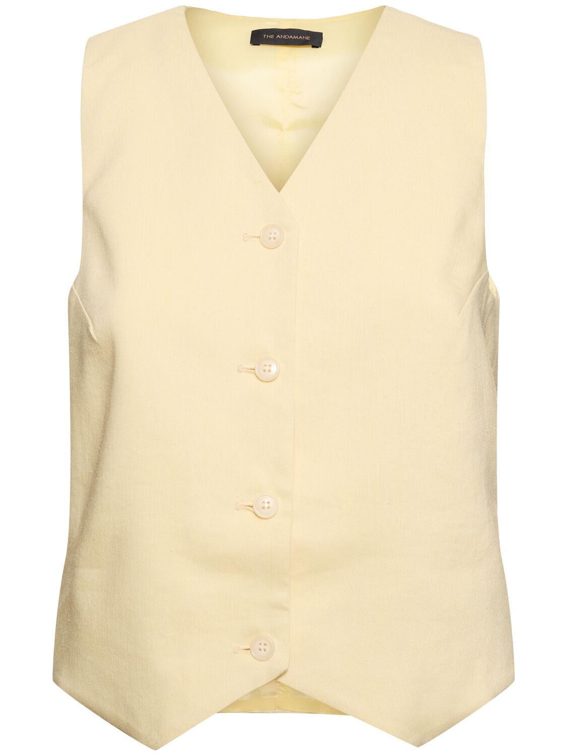 The Andamane Pauline Linen Blend Vest In Yellow