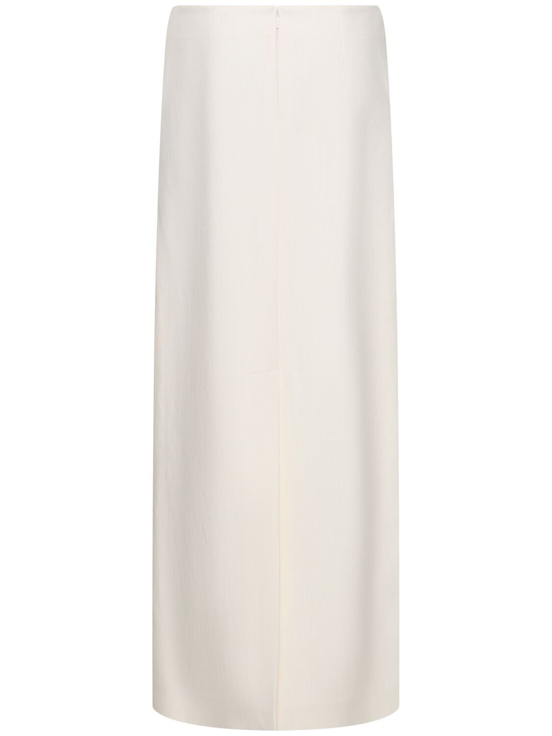 Shop Ferragamo Viscose & Linen Toile Long Skirt In White