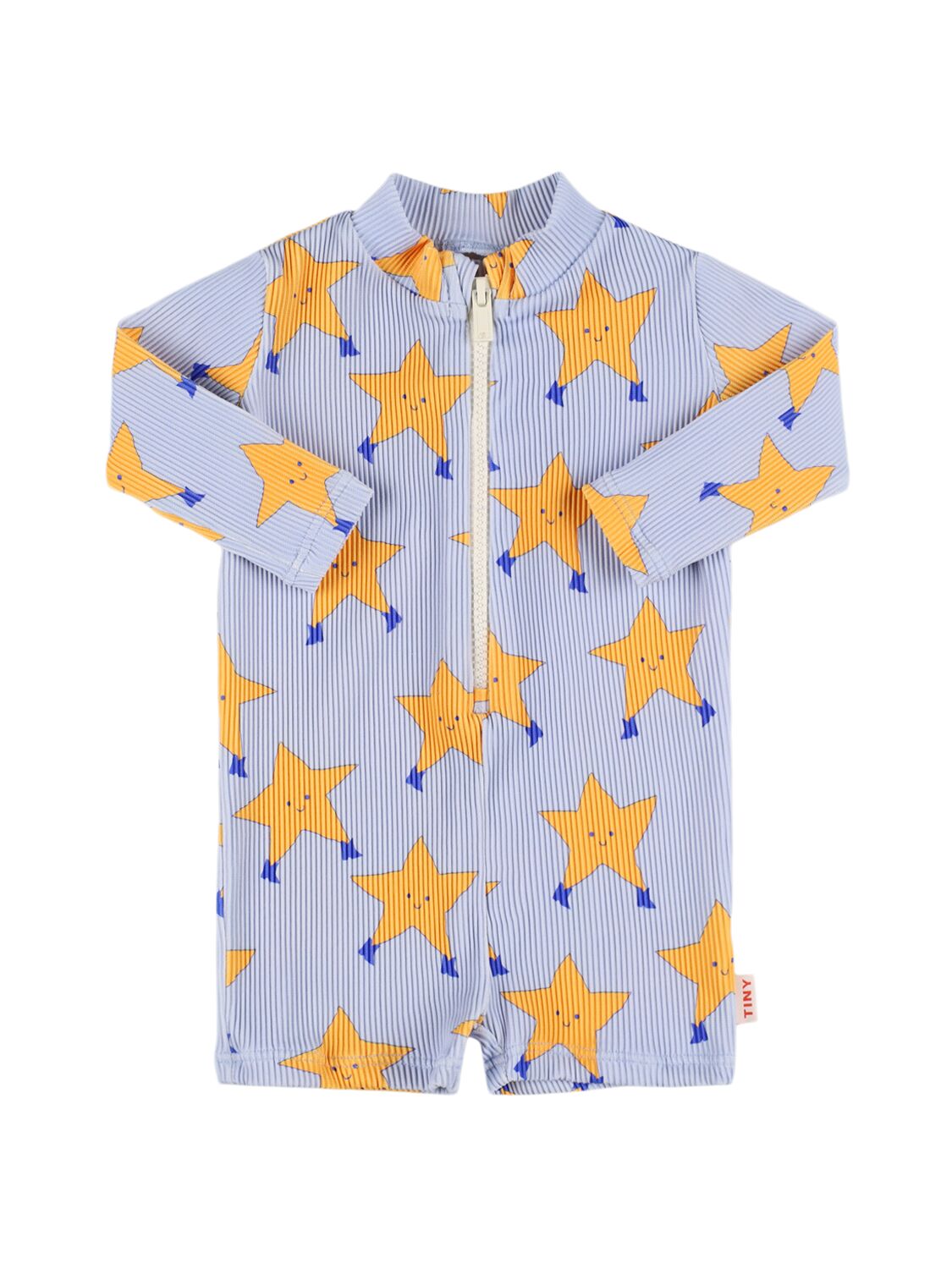 Tiny Cottons Babies' Star Print Lycra One Piece Swimsuit In 浅蓝色