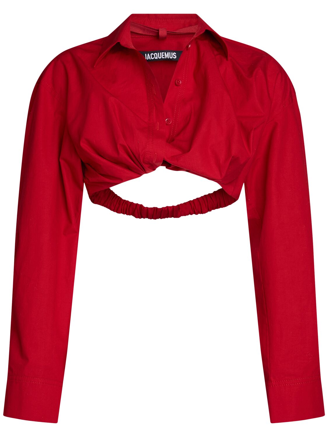 Shop Jacquemus La Chemise Bahia Courte Poplin Shirt In Dark Red