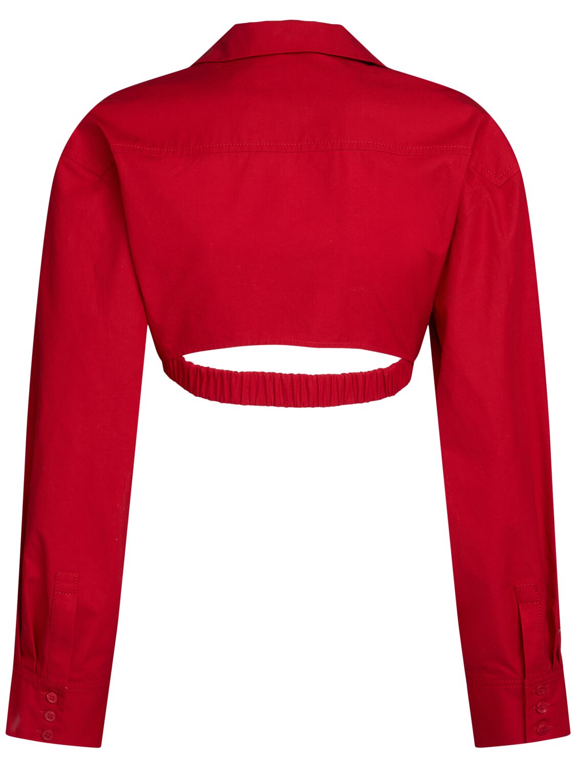 Shop Jacquemus La Chemise Bahia Courte Poplin Shirt In Dark Red