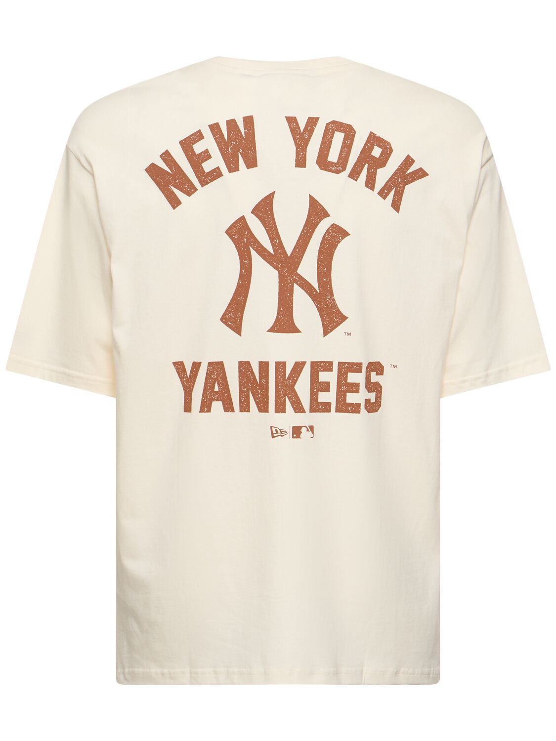 Shop New Era Ny Yankees Mlb Wordmark Oversize T-shirt In White,brown