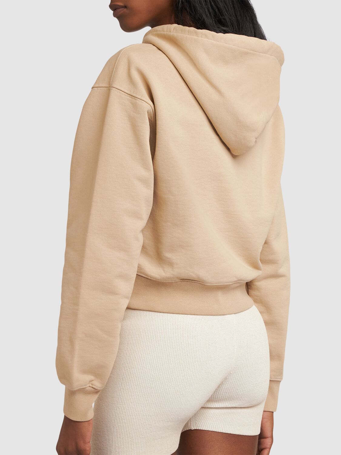 Shop Jacquemus Le Hoodie Gros Grain Cotton Hoodie In Beige