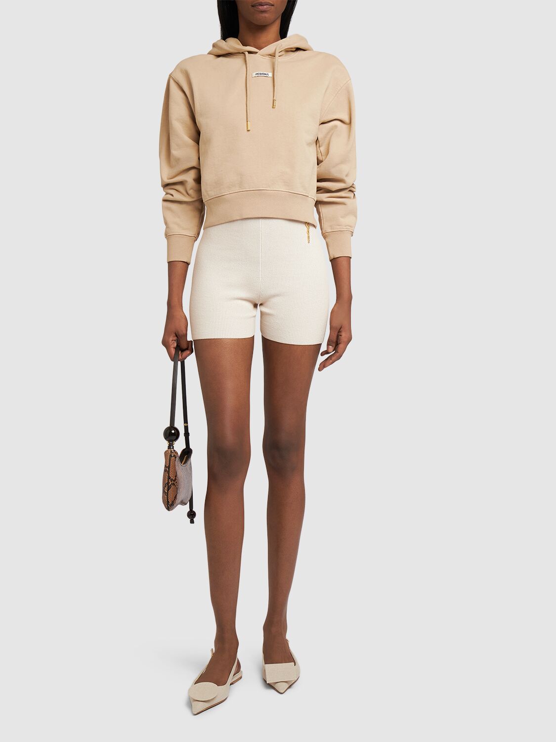 Shop Jacquemus Le Hoodie Gros Grain Cotton Hoodie In Beige