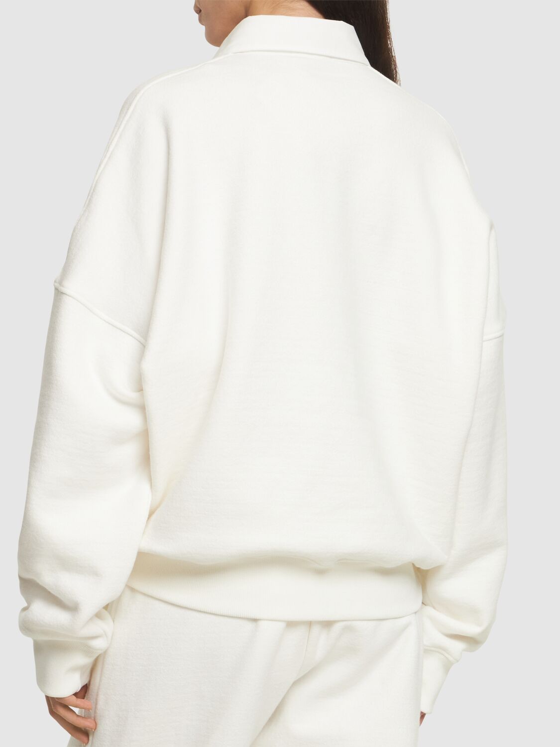Shop The Row Dende Cotton Blend Knit Polo Sweatshirt In White