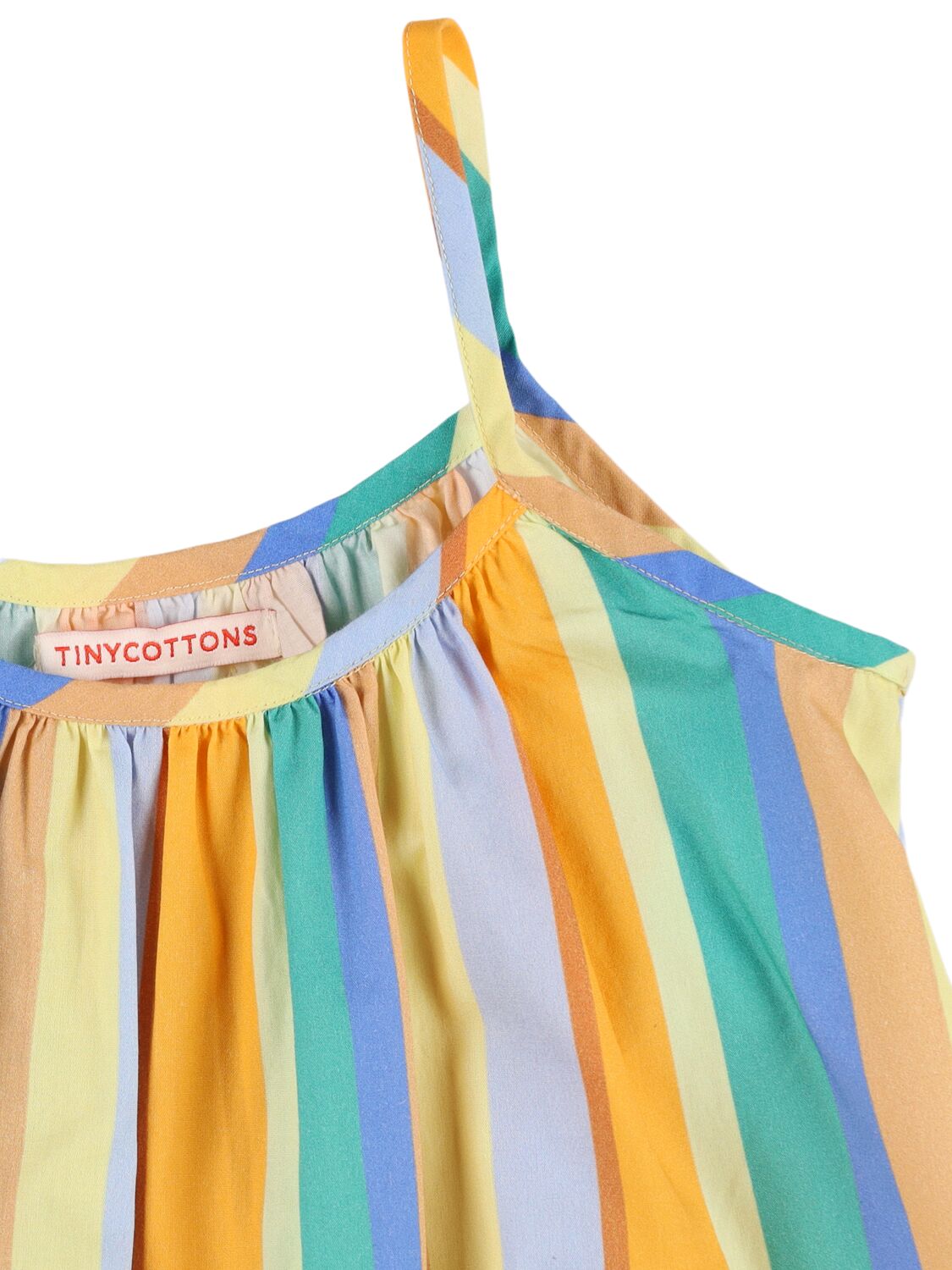 Shop Tiny Cottons Striped Print Organic Cotton Dress In Multicolor