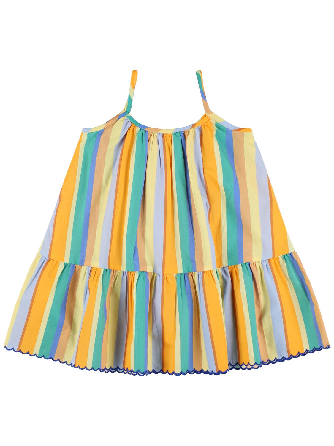 Shop Tiny Cottons Striped Print Organic Cotton Dress In Multicolor