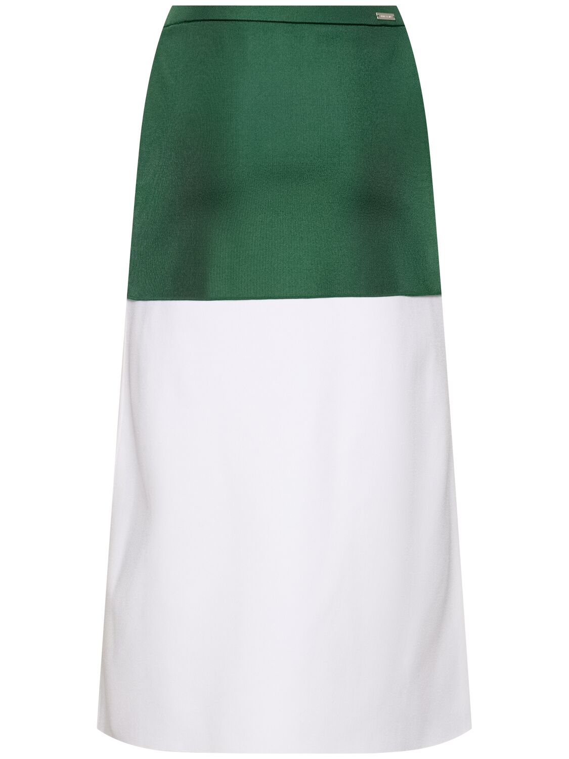 Shop Ferragamo Bicolor Viscose Blend Midi Skirt In Green,white