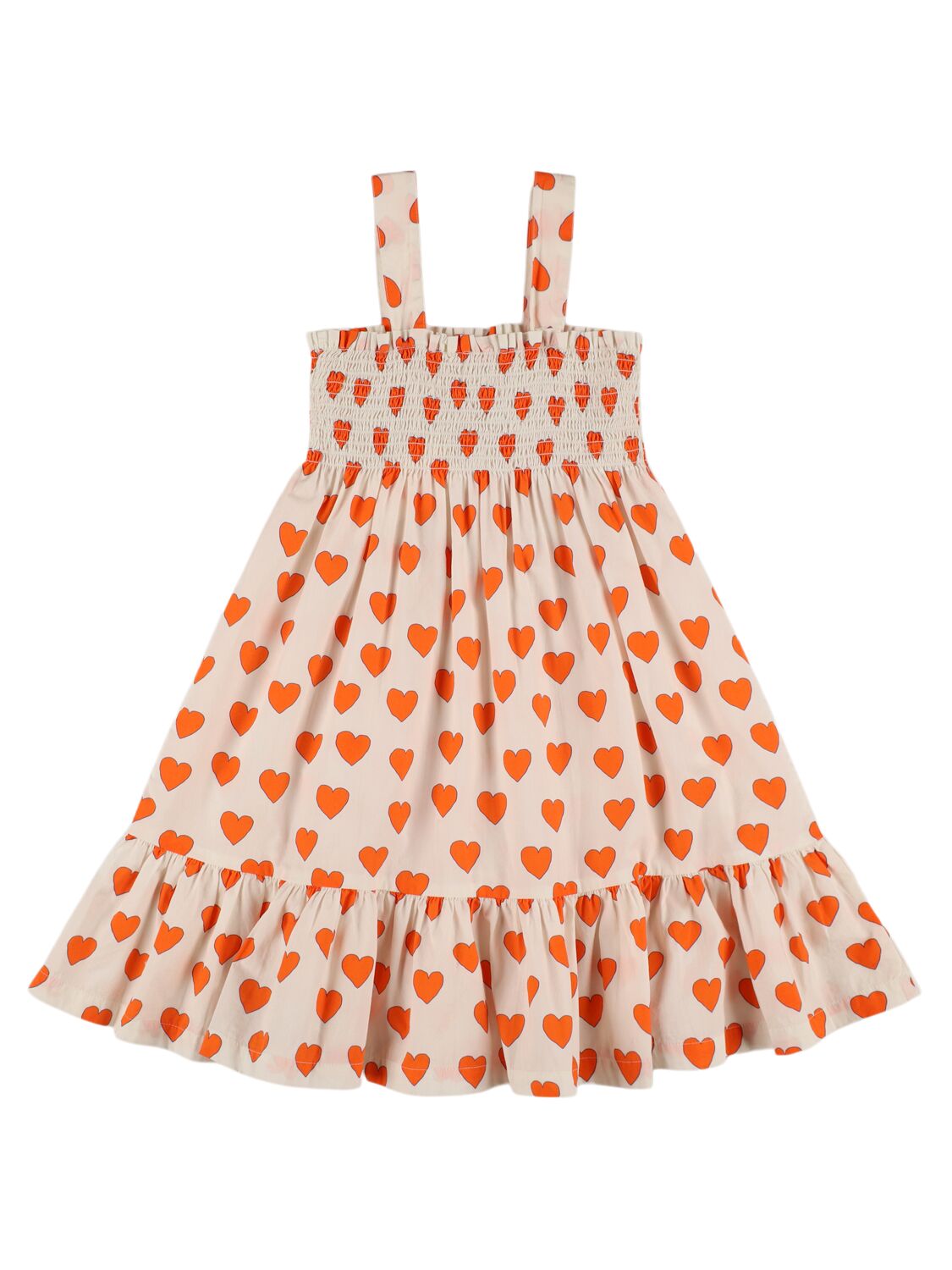 Shop Tiny Cottons Heart Print Cotton Dress In White,red