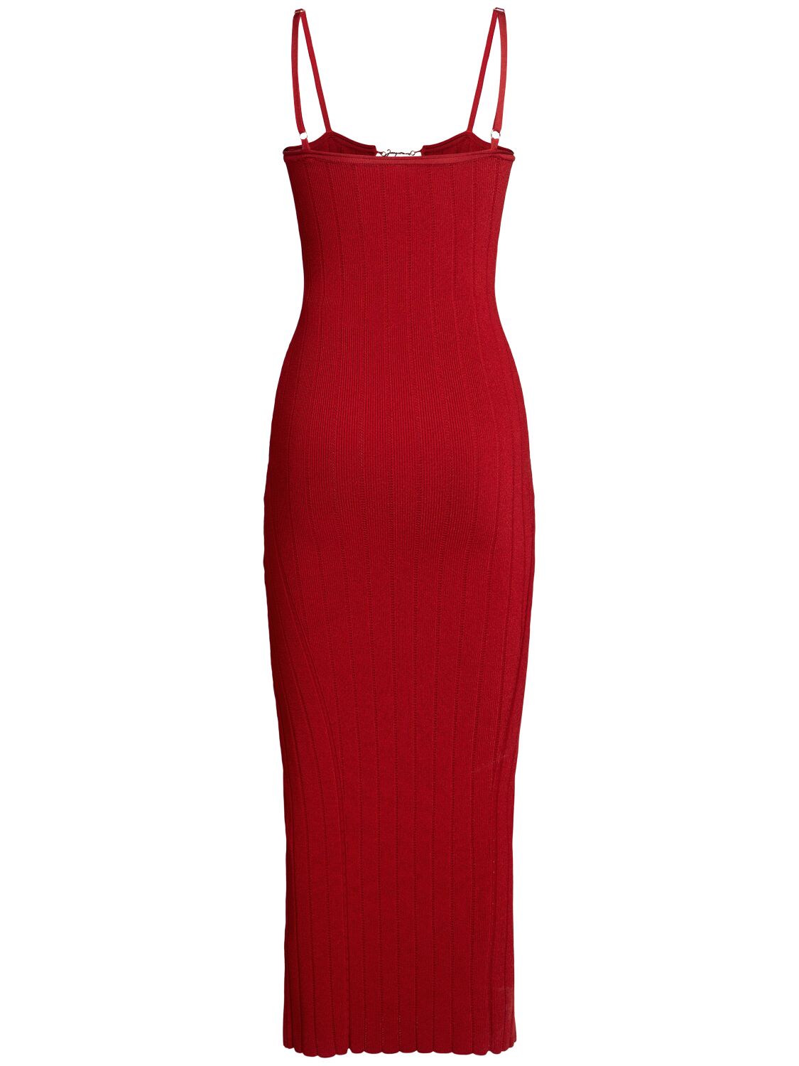 Shop Jacquemus La Robe Sierra Bretelles Midi Dress In Dark Red