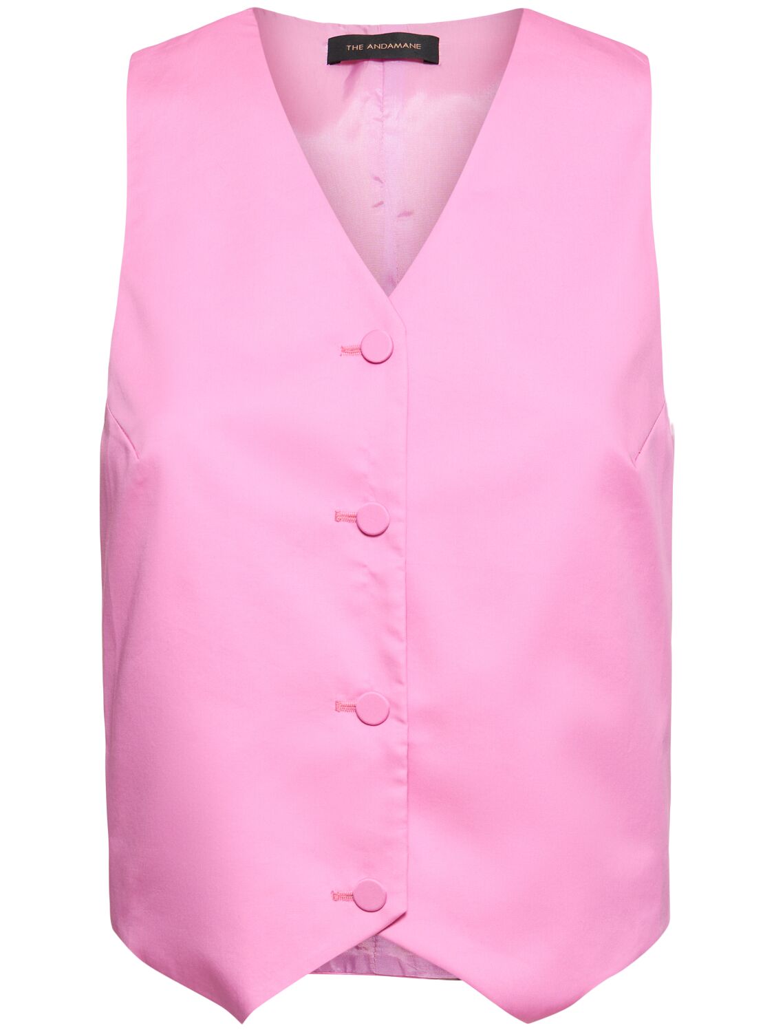 The Andamane Pauline Cotton Satin Waistcoat In Pink