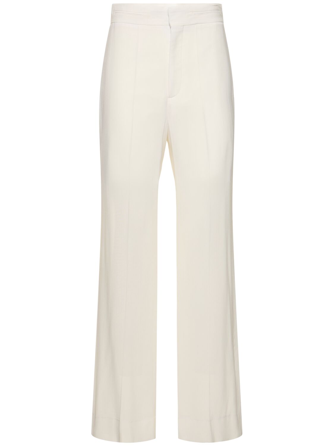 Victoria Beckham Straight Viscose Blend Trousers In White
