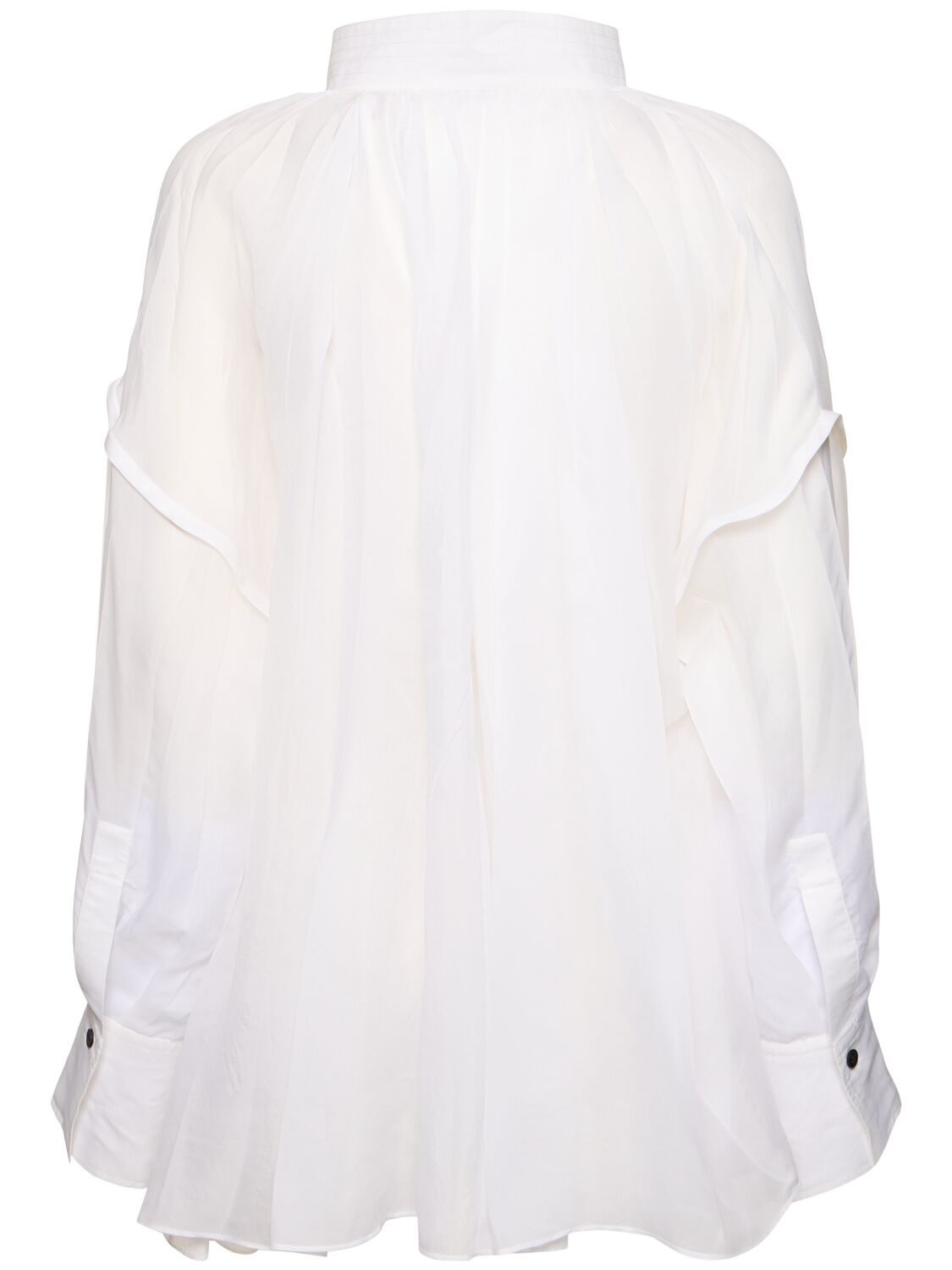 Shop Ferragamo Draped Silk Blend Organza Shirt In White
