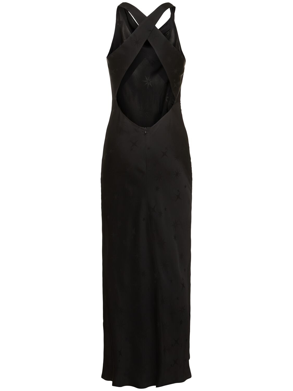 Shop Forte Forte Étoile Viscose Satin Jacquard Midi Dress In Black