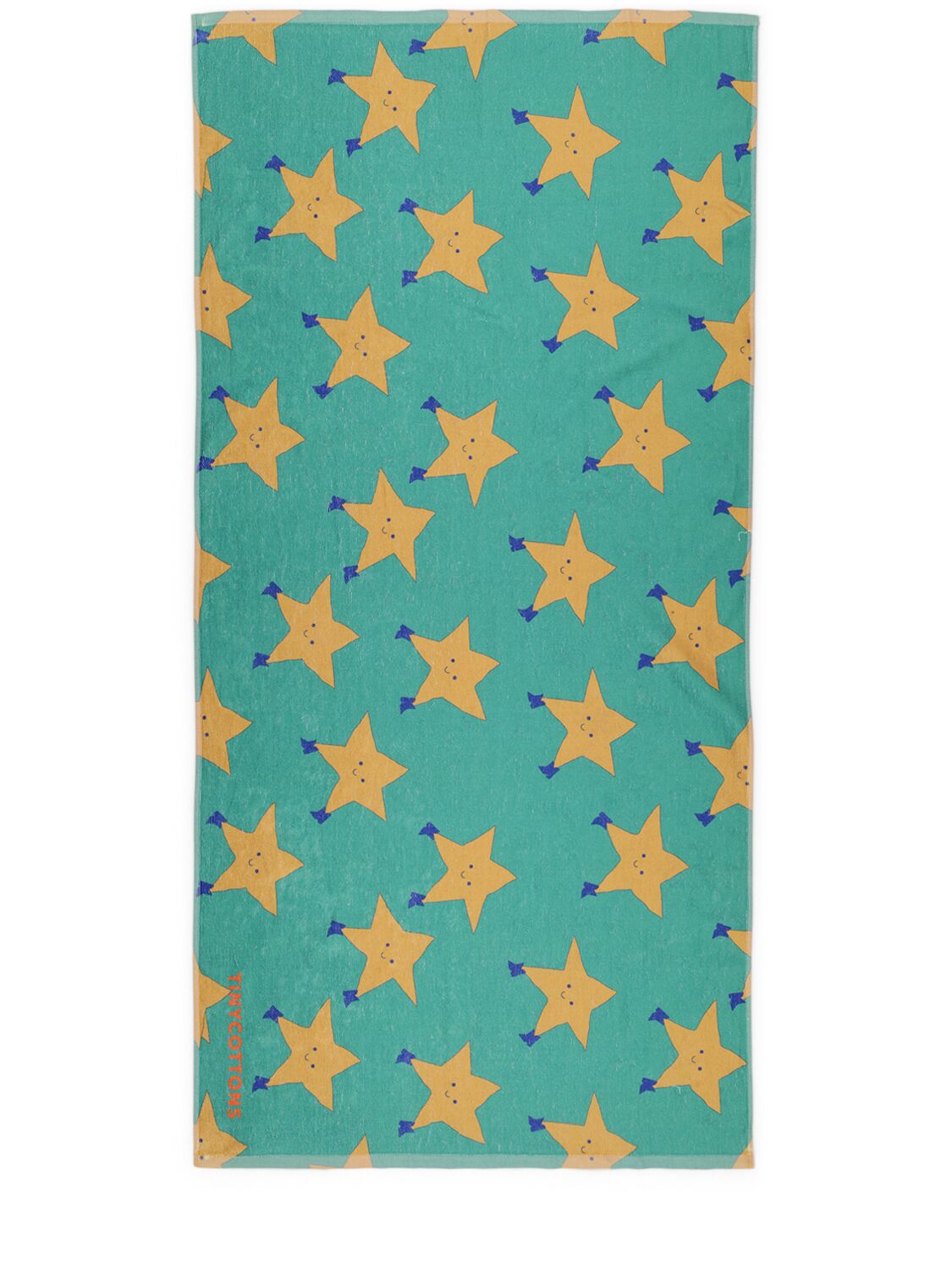 Tiny Cottons Kids' Star Print Terry Beach Towel In Green